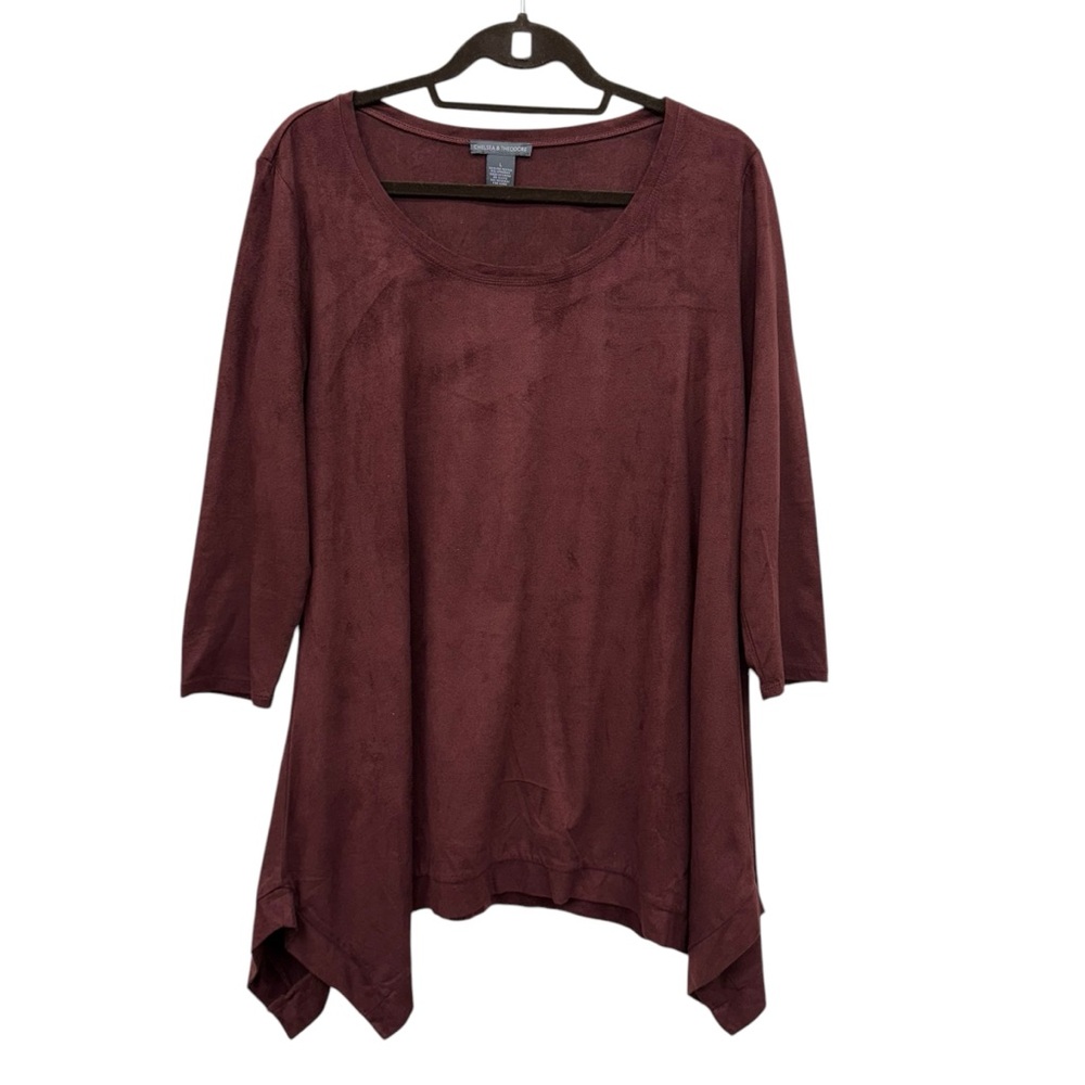 Chelsea & Theodore Faux Suede Asymmetrical Top